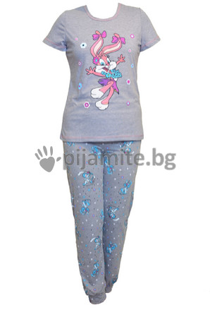   Дамска пижама - къс ръкав, дълъг панталон Лола 155